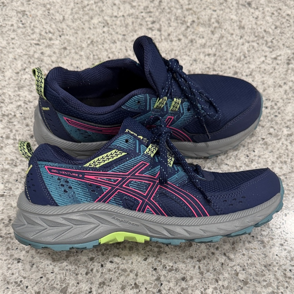 ASICS Gel-Venture 9 Deep Ocean (Blue) and Hot Pink Women’s Running Shoes Sz 5.5